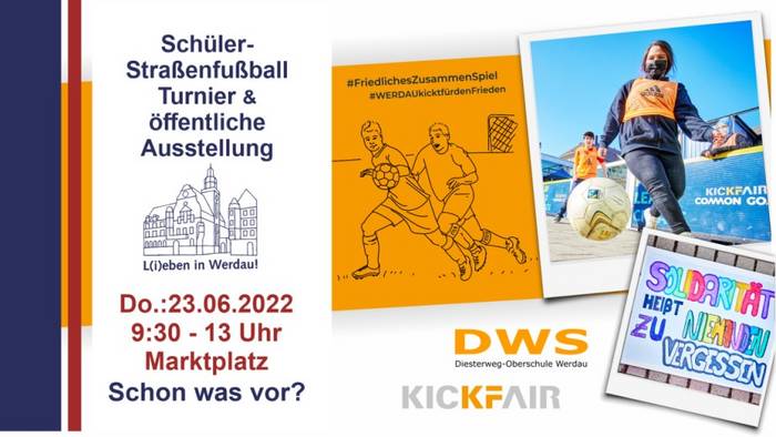 Straßenfußball an der Diesterweg-Oberschule heißt sich für ein #FriedlichesZusammenSpiel einzusetzen